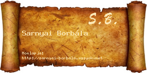 Sarnyai Borbála névjegykártya